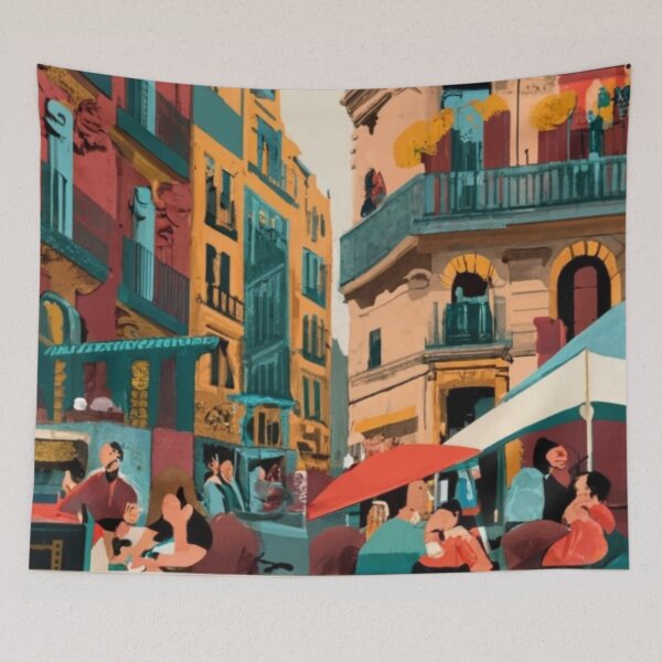 Item preview, A Vintage Travel Art of Barcelona - Spain  designed and sold by GoodOldVintage.