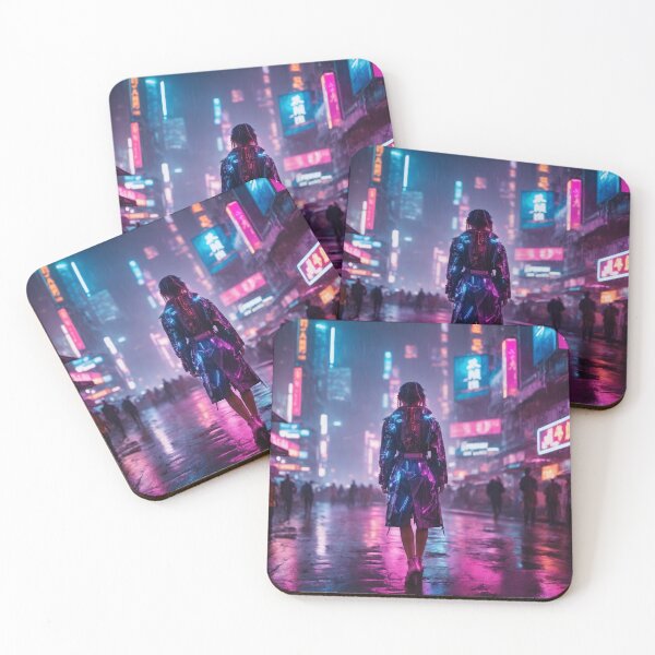 Item preview,  Cyberpunk Cityscape Art Print - Neon Cybernetic Enigma II designed and sold by luminamatrixart.