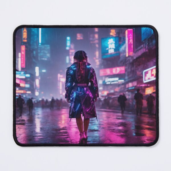 Item preview,  Cyberpunk Cityscape Art Print - Neon Cybernetic Enigma II designed and sold by luminamatrixart.