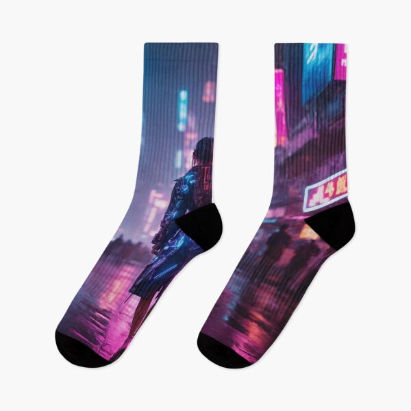 Item preview,  Cyberpunk Cityscape Art Print - Neon Cybernetic Enigma II designed and sold by luminamatrixart.
