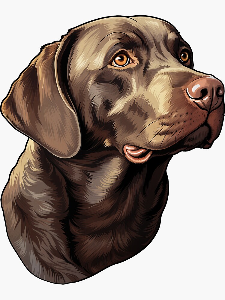 Cute Chocolate Labrador Puppy Watercolor Vinyl Sticker for 