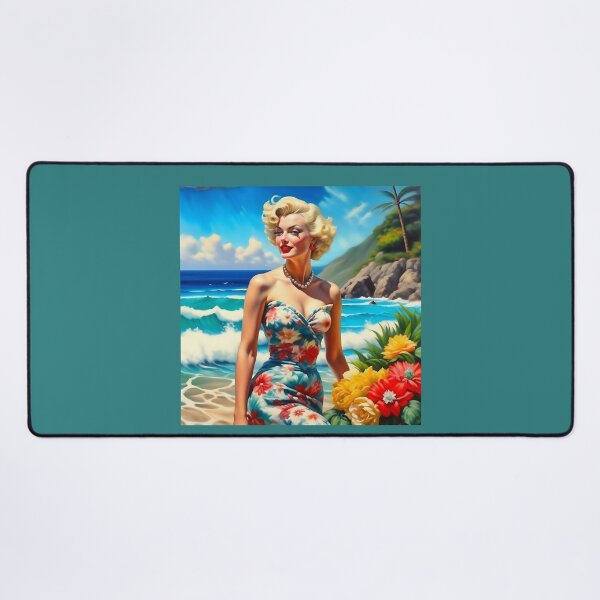 Aperçu de l'œuvre Marilyn Monroe au bord de l’océan parmi les fleurs exotiques. créée et vendue par Natalia-Vlad.