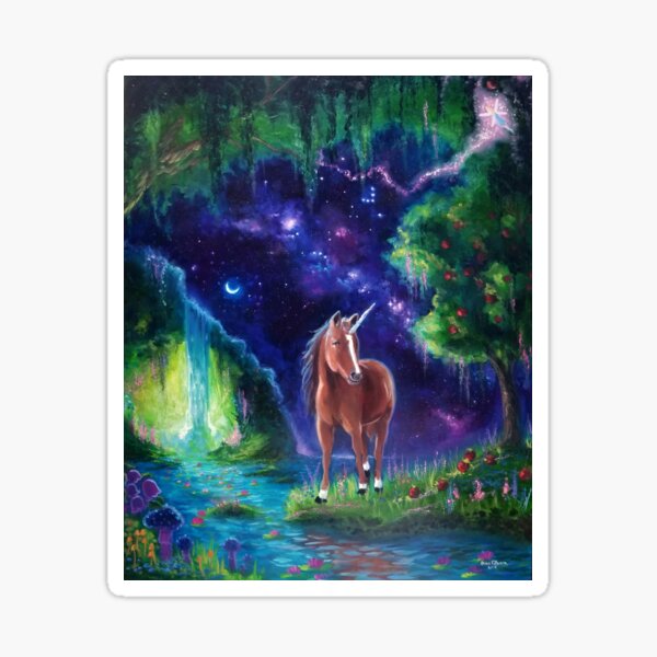 Sonny's Heaven-- Unicorn Fantasy scene Sticker