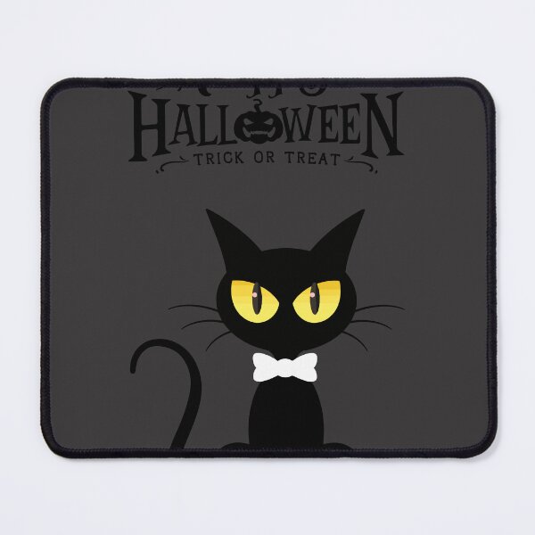 Item preview, Halloween-a stately, elegant black cat with yellow eyes and a white bow designed and sold by esao.