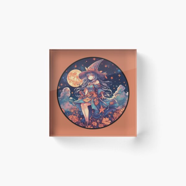 Item preview, Cute Halloween Witch Anime under Moon designed and sold by Krys-Designs.