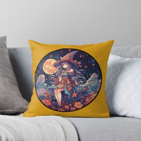Item preview, Cute Halloween Witch Anime under Moon designed and sold by Krys-Designs.