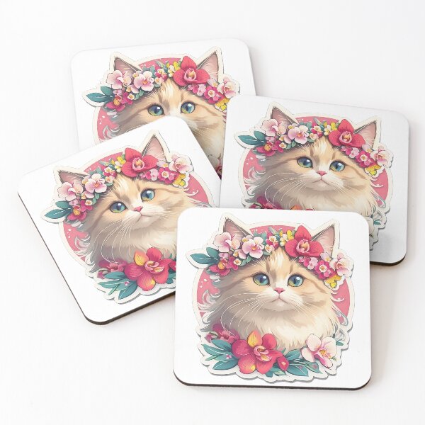 Item preview, Sticker Cat Collection Ragdoll with orchid 4 designed and sold by miwarenxx.