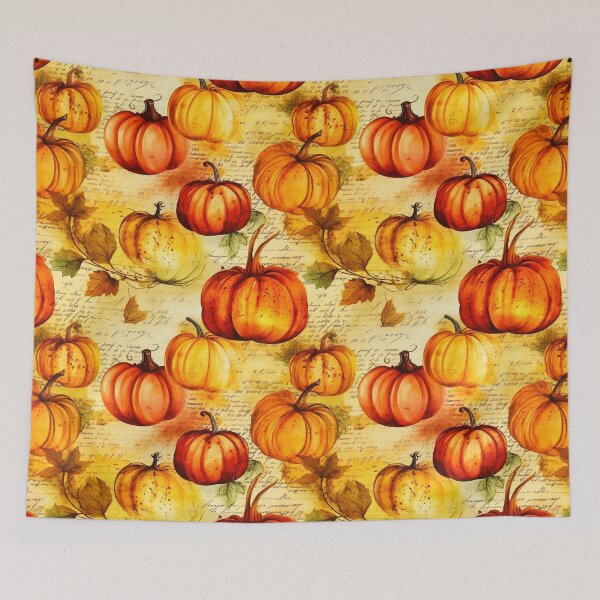 Item preview, Halloween Pattern, Pumpkins  and Old inscriptions Watercolor designed and sold by Sunmoonlove.