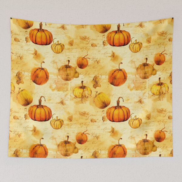 Item preview, Halloween Pattern, Pumpkins  and Old inscriptions Watercolor designed and sold by Sunmoonlove.