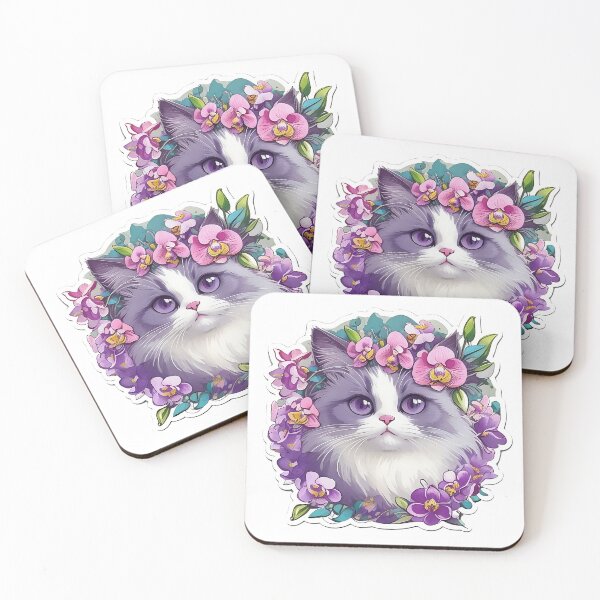 Item preview, Sticker Cat Collection Ragdoll with orchid 1 designed and sold by miwarenxx.