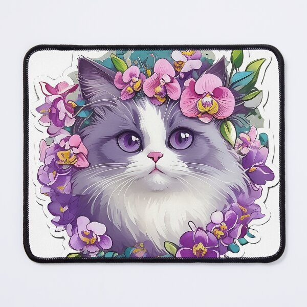 Item preview, Sticker Cat Collection Ragdoll with orchid 1 designed and sold by miwarenxx.