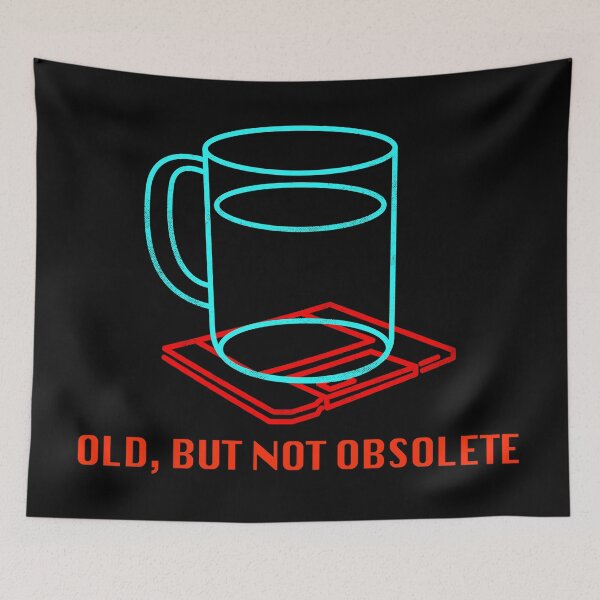 Item preview, Old, but not obsolete - Floppy disk, Coffee cup, funny, neon sign designed and sold by therocketman.
