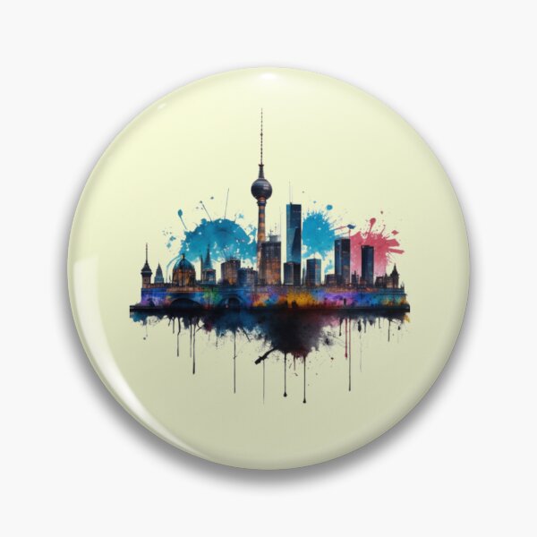 Item preview, Berlin skyline watercolor colorful designed and sold by Ecmoprints.