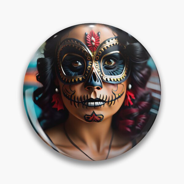 Item preview, Pinup girl II with dark day of the dead make up in the car designed and sold by aipinups.