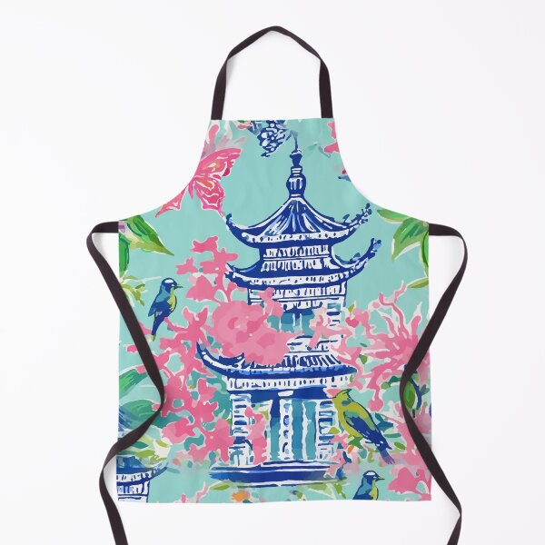 Item preview, Preppy bubble gum pink and turquoise chinoiserie garden designed and sold by SophieClimaArt.