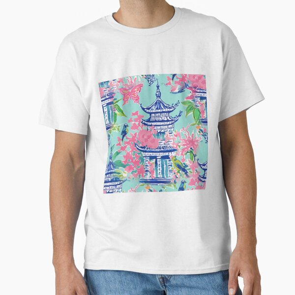 Item preview, Preppy bubble gum pink and turquoise chinoiserie garden designed and sold by SophieClimaArt.