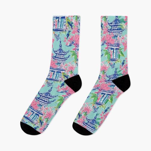 Item preview, Preppy bubble gum pink and turquoise chinoiserie garden designed and sold by SophieClimaArt.