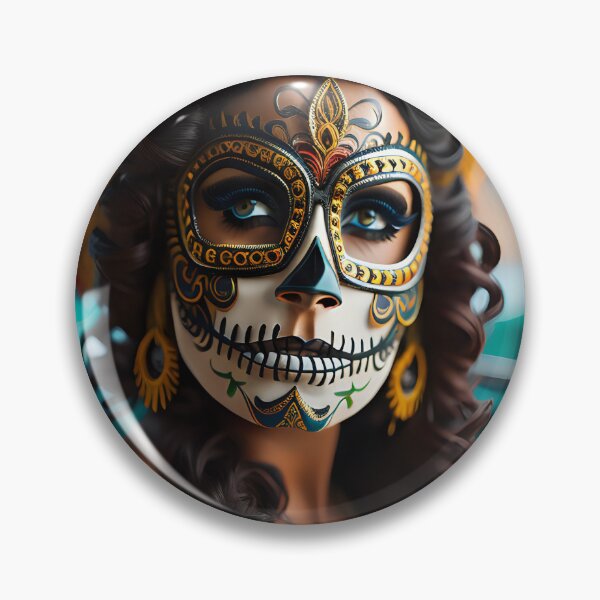 Item preview, Pinup girl V with dark day of the dead make up in the car designed and sold by aipinups.