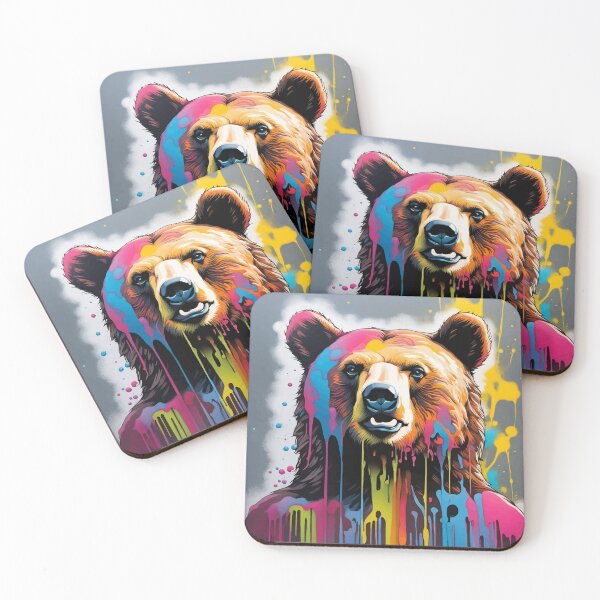 Item preview, Chromatic Majesty: Brown Bear with Vibrant Pops of Color designed and sold by javaoverride.