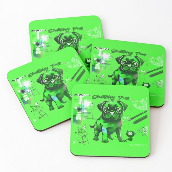 Item preview, Pug Sketchbook 8 GREEN designed and sold by RedBluffTraders.