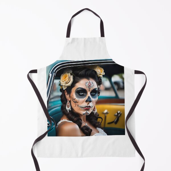 Item preview, Pinup girl III with bright day of the dead make up in the car designed and sold by aipinups.
