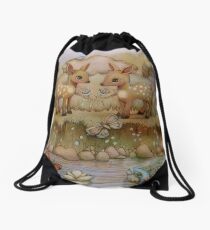 down by the riverside Drawstring Bag