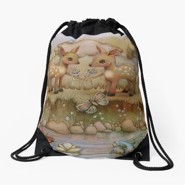 down by the riverside Drawstring Bag