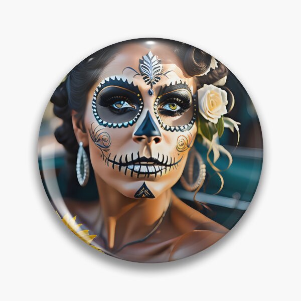 Item preview, Pinup girl I with dark day of the dead make up in the car designed and sold by aipinups.