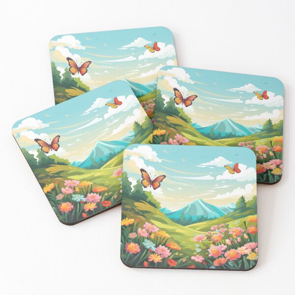 Item preview, Landscape of flowers and butterflies designed and sold by Lesness.