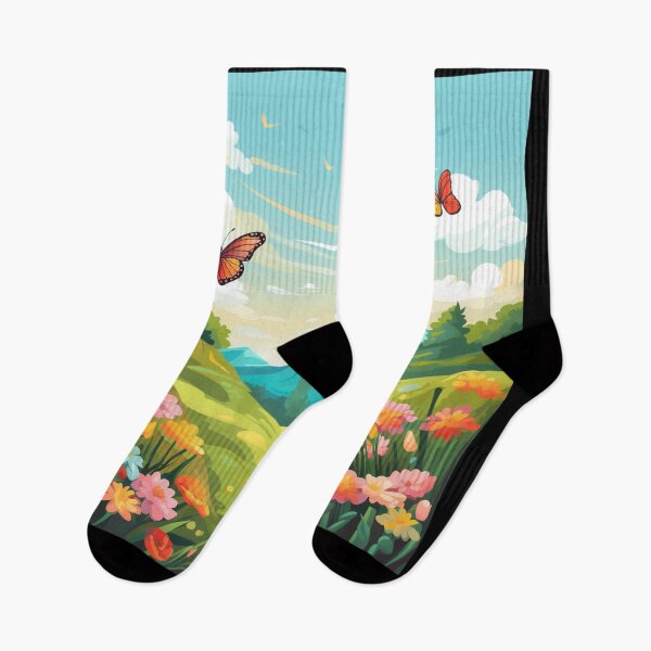 Item preview, Landscape of flowers and butterflies designed and sold by Lesness.