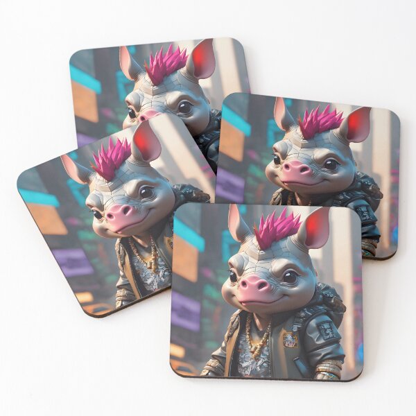Item preview, Rory Rhino looking cool designed and sold by Geek-Girl-Art.