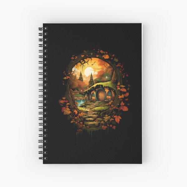 Aperçu de l'œuvre Un trou de Halfling en automne au coucher du soleil - Fantasy créée et vendue par Fenay Designs.