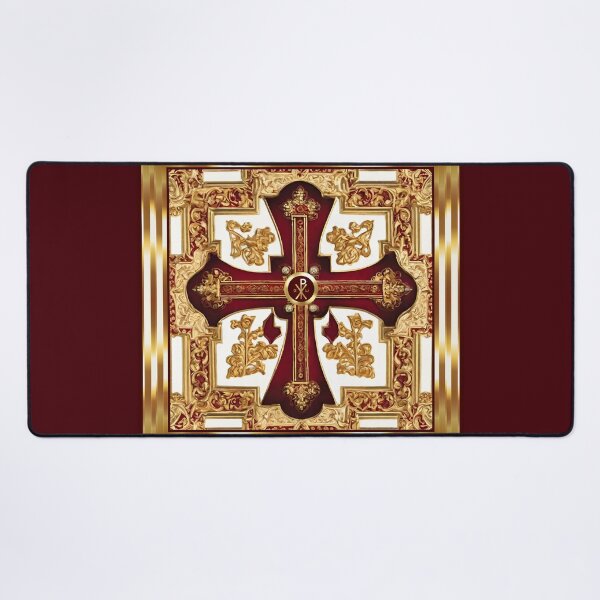 Item preview, Greek Orthodox Cross Gold White Maroon Ornate designed and sold by Yiorgos Designs.