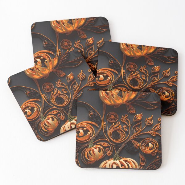 Item preview, Autumn abstract background quilling pumpkin pettern designed and sold by StickerificArt.