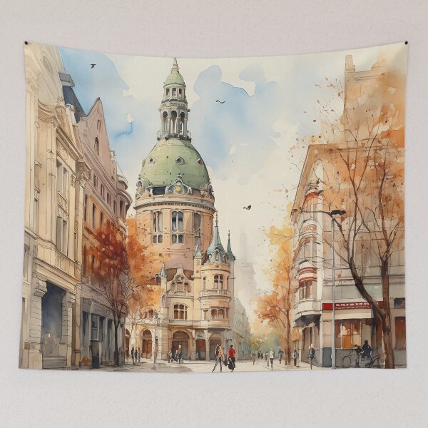 Item preview, Leipzig sacral splendor: watercolor view of the church in the city center designed and sold by KatVik-Design.
