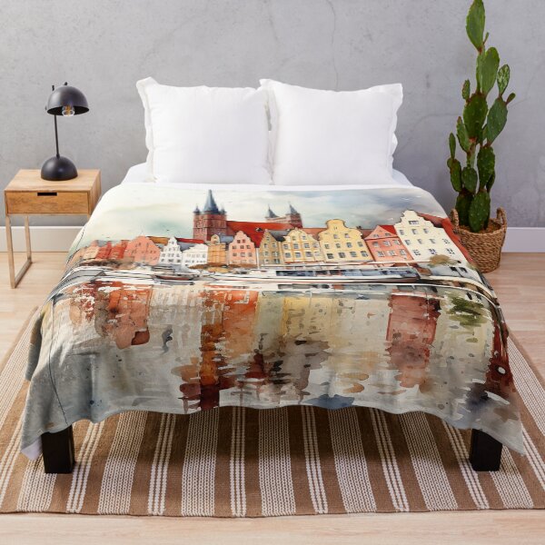 Item preview, Rostock harbor view: watercolor perspective of the city designed and sold by KatVik-Design.
