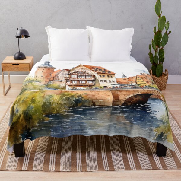 Item preview, Nuremberg heartbeat: watercolor view of the river in the old town designed and sold by KatVik-Design.