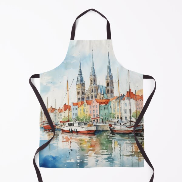 Item preview, Rostock harbor view: watercolor perspective of the city designed and sold by KatVik-Design.