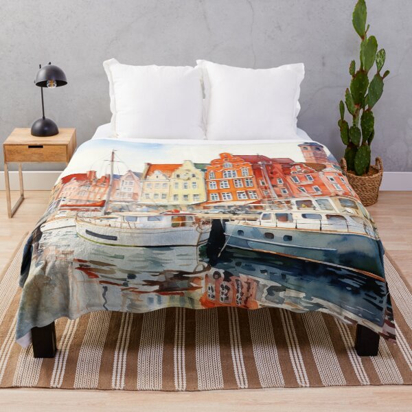 Item preview, Rostock harbor view: watercolor perspective of the city designed and sold by KatVik-Design.