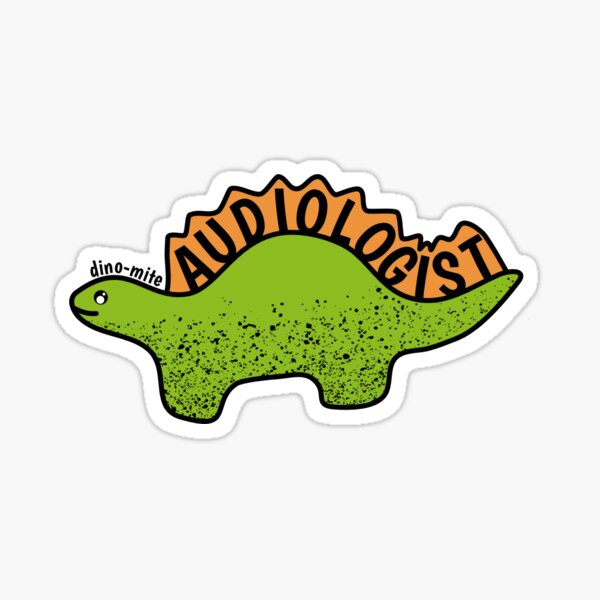 Item preview, Dino-mite Audiologist - stegosaurus with orange spines and audiologist text designed and sold by Stegosaurus Crafts.