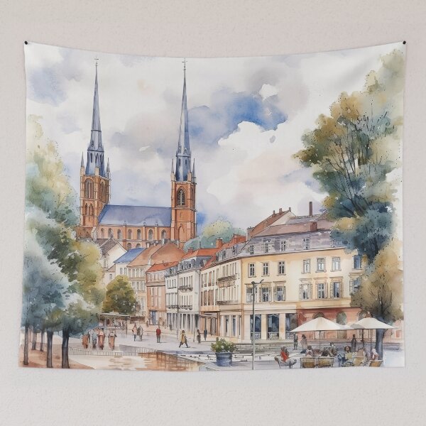 Item preview, Market church Wiesbaden: Watercolor harmony designed and sold by KatVik-Design.