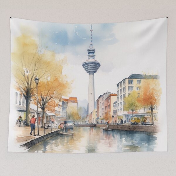 Item preview, TV tower: shadow play in watercolor designed and sold by KatVik-Design.