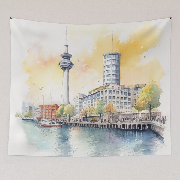 Item preview, Düsseldorf TV Tower: watercolor view designed and sold by KatVik-Design.