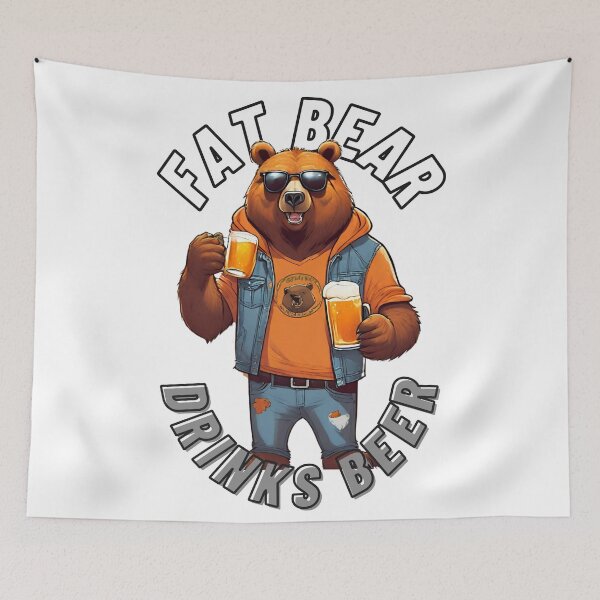 Item preview, Fat Bear Drinks Beer - Humorous Designs designed and sold by 3dozecreations.