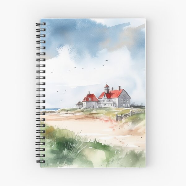 Item preview, Dune house: white domicile with red roof in watercolor designed and sold by KatVik-Design.