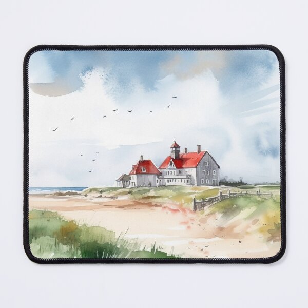 Item preview, Dune house: white domicile with red roof in watercolor designed and sold by KatVik-Design.