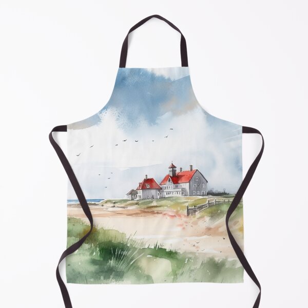 Item preview, Dune house: white domicile with red roof in watercolor designed and sold by KatVik-Design.