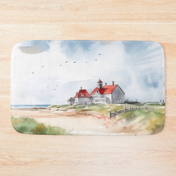 Item preview, Dune house: white domicile with red roof in watercolor designed and sold by KatVik-Design.