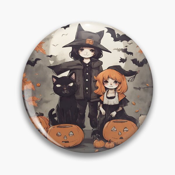 Item preview, Creepy Halloween Niña Niño Niños Gato Y Calabazas 3 designed and sold by HDMarta.
