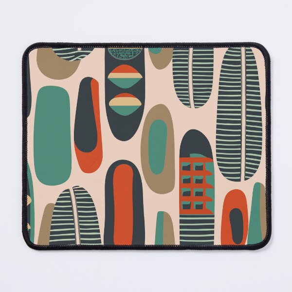 Item preview, Mid Century Modern Teal & Orange Folk Abstract designed and sold by MidModMaison.